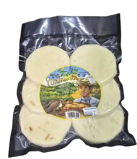 Yukitones, tortilla de yuca con maíz, matequilla y sal. 6 ud 450g